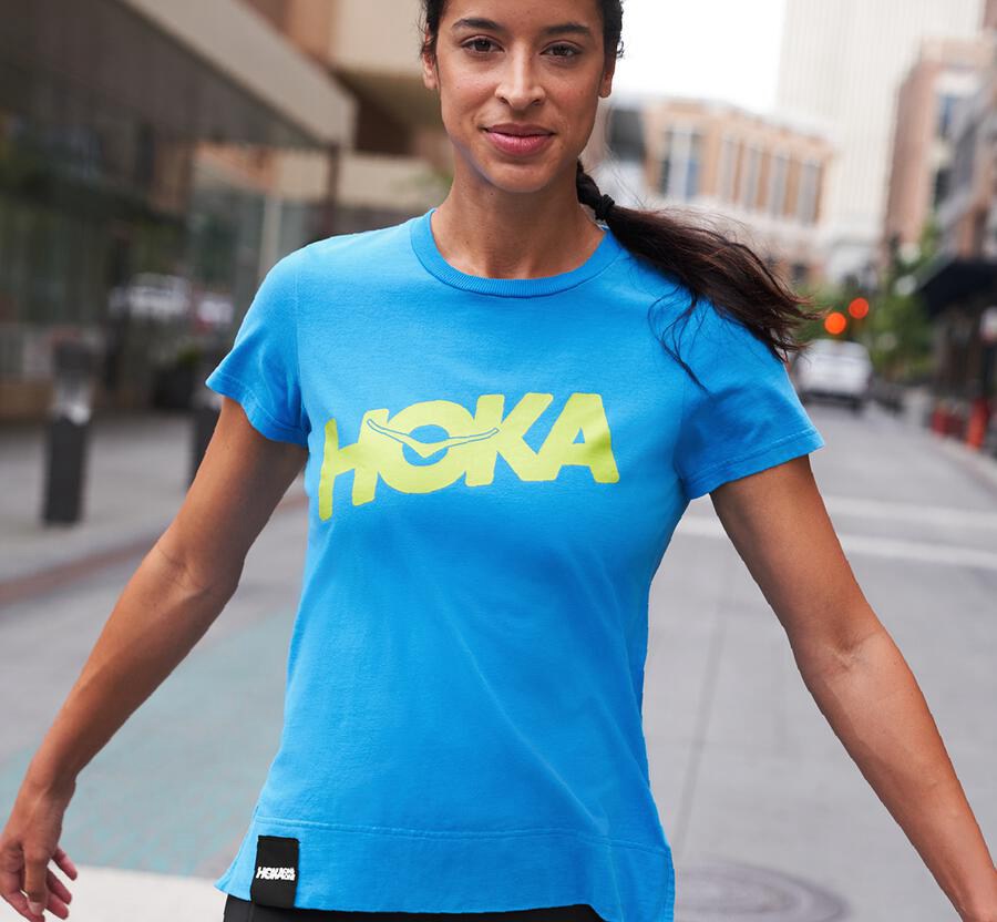 Hoka One One Gömlek Kadın Mavi - Brand - VS9528067